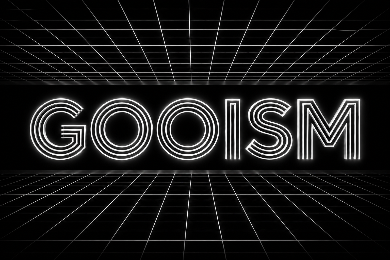 GOOISM neon-grid wordmark